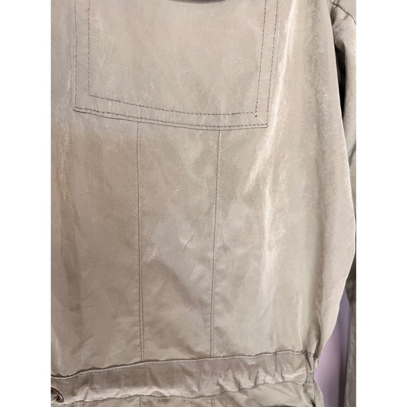 J.Jill Hooded Anorak Jacket Olive Green Drawstring Waist Utility Pockets Small - Picture 8 of 9